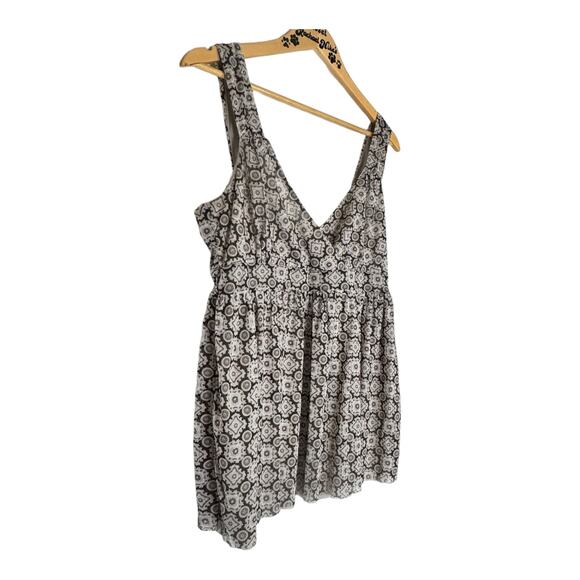 Michael Kors Brown Geometric Empire Babydoll fit and flair Boho Top Large - Picture 5 of 6